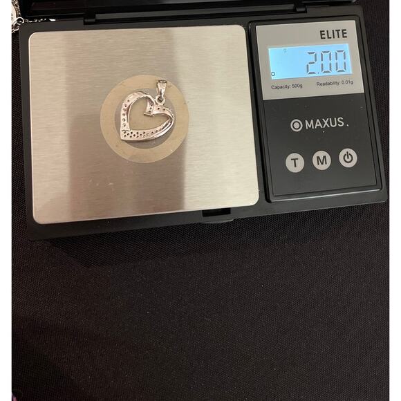 Sterling Silver NFTH Pave Heart Pendant Open Design Sparkle 1” Gift - Picture 4 of 5